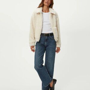 Michael Stars Ziggy Faux Shearling Sherpa Jacket White Sz L